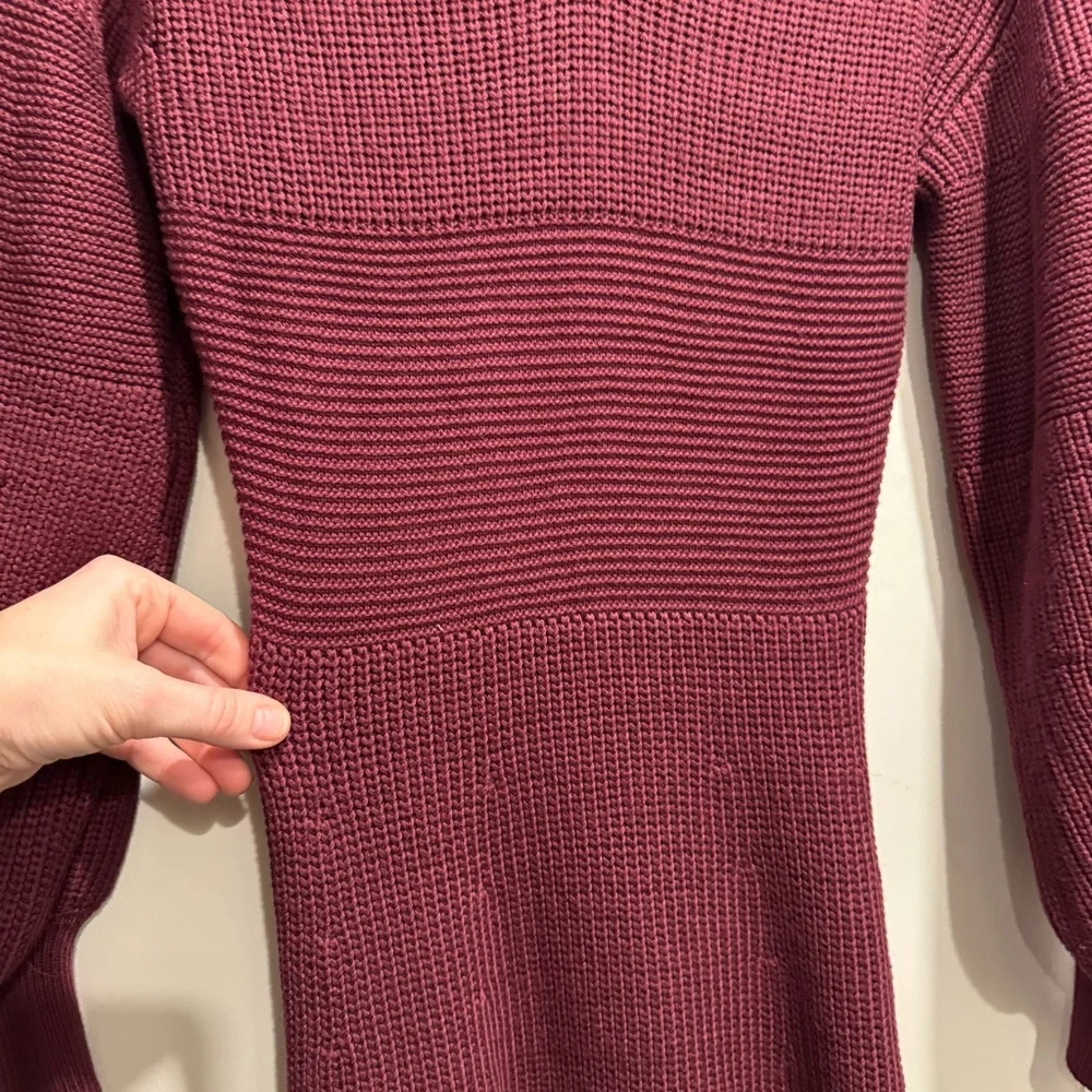 Staud Merlot Carnation Sweater‎ Knit Midi Dress Large Burgundy Designer Cozy - Picture 14 of 16